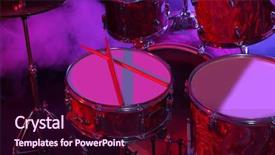  Presentation with reggae - Cool new presentation design with music reggae - drums set and sticks close-up backdrop and a wine colored foreground
