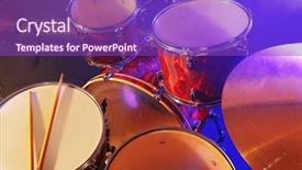  Presentation with reggae - Slide set having music reggae - drums set and sticks close-up background and a violet colored foreground