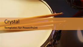  Presentation with drums - Beautiful PPT theme featuring music reggae - drums set and sticks close-up backdrop and a gold colored foreground