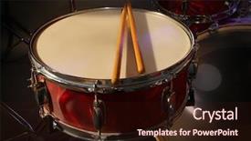  Presentation with drums - PPT theme with music reggae - drums set and sticks close-up background and a wine colored foreground