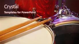  Presentation with reggae - PPT theme enhanced with music reggae - drums set and sticks close-up background and a tawny brown colored foreground