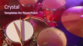  Presentation with drums - Slides featuring music reggae - drums set and sticks close-up background and a violet colored foreground
