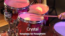  Presentation with reggae - Audience pleasing theme consisting of music reggae - drums set and sticks close-up backdrop and a tawny brown colored foreground