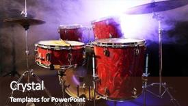  Presentation with drums - Audience pleasing slides consisting of music reggae - drums set and sticks close-up backdrop and a tawny brown colored foreground