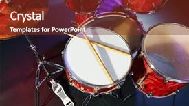  Presentation with reggae - Cool new slides with music reggae - drums set and sticks close-up backdrop and a tawny brown colored foreground