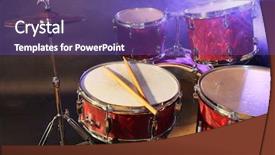  Presentation with reggae - Colorful PPT layouts enhanced with music reggae - drums set and sticks close-up backdrop and a violet colored foreground