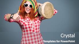  Presentation with drum - Colorful presentation design enhanced with up of blue woman eye backdrop and a lemonade colored foreground.