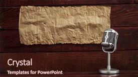  Presentation with microphone - Amazing PPT layouts having music reggae - retro microphone on table backdrop and a wine colored foreground