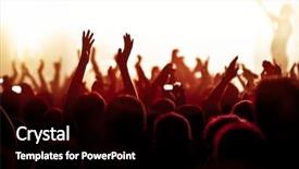  Presentation with concert music master - Slide set with music rock band - cheering crowd at concert background and a black colored foreground