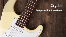  Presentation with rock music - Beautiful slide deck featuring music rock roll - electric guitar on wooden background backdrop and a tawny brown colored foreground