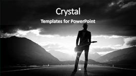  Presentation with elegant business social media - Slide deck featuring music rock roll - elegant guitarist silhouette mixed media background and a dark gray colored foreground