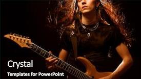  Presentation with music rock roll - Audience pleasing PPT layouts consisting of music rock roll - man playing electrical guitar wind backdrop and a wine colored foreground