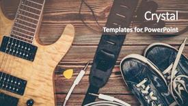  Presentation with electric guitar - Amazing slide set having music rock roll - modern 7 string electric guitar backdrop and a violet colored foreground