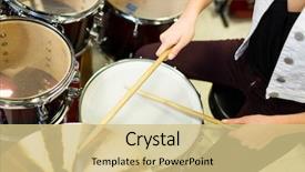  Presentation with music instruments - Presentation design with music sale people musical instruments background and a soft green colored foreground