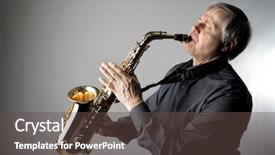  Presentation with arabic music arab man playing - PPT layouts consisting of music saxofon - senior man playing the saxophone background and a  colored foreground