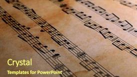  Presentation with sheet music - Cool new slide set with music sheet background backdrop and a tawny brown colored foreground