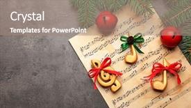  Presentation with sheet music - Cool new PPT theme with music sheet christmas song backdrop and a coral colored foreground