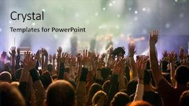  Presentation with concert stage empty stage - Cool new PPT theme with music show - crowd at concert - cheering backdrop and a  colored foreground
