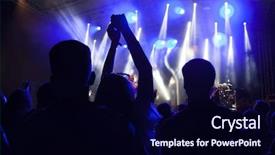  Presentation with concert stage empty stage - Presentation theme having music show - crowd at concert - cheering background and a  colored foreground