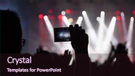  Presentation with concert stage empty stage - Beautiful PPT layouts featuring music show - crowd at concert - cheering backdrop and a  colored foreground