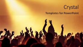  Presentation with stage lights - Theme having music show - silhouettes of concert crowd background and a yellow colored foreground
