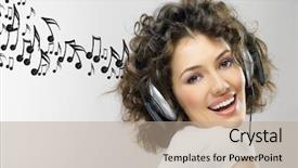  Presentation with music singing - Slides enhanced with music singing - girl with headphones background and a coral colored foreground