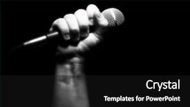  Presentation with microphone - Colorful theme enhanced with music singing - gray scale microphone clinched firmly backdrop and a black colored foreground