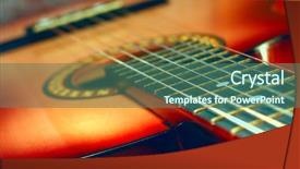  Presentation with waves red - Audience pleasing PPT theme consisting of acoustic red wooden guitar backdrop and a ocean colored foreground