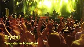  Presentation with rock band - Presentation design enhanced with music speaker - band at a rock concert background and a tawny brown colored foreground