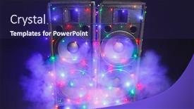  Presentation with christmas music - Cool new slide deck with music-speakers-with-festive-christmas backdrop and a navy blue colored foreground