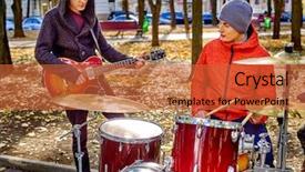  Presentation with performer - PPT layouts enhanced with music street performers men background and a red colored foreground