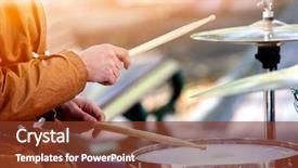  Presentation with people street - Cool new theme with music street performers on autumn backdrop and a tawny brown colored foreground