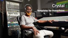  Presentation with work the word in your life - Colorful presentation enhanced with music studio - deejay at work backdrop and a dark gray colored foreground