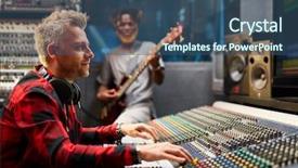  Presentation with sound - Presentation design featuring music studio - work of sound operator background and a  colored foreground