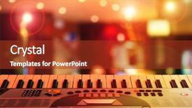  Presentation with music teal color - Audience pleasing PPT theme consisting of music synthesizer on a background backdrop and a tawny brown colored foreground