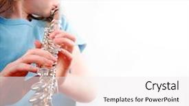  Presentation with teach - Presentation theme with music teach - girl playing flute background and a sky blue colored foreground