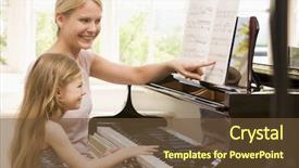  Presentation with piano - Audience pleasing slides consisting of music teach - woman and young girl playing backdrop and a tawny brown colored foreground