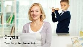  Presentation with flute - Audience pleasing PPT theme consisting of music teacher - portrait of happy tutor backdrop and a lemonade colored foreground