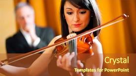  Presentation with piano and violin - Presentation theme featuring music teacher - woman playing her violin background and a red colored foreground