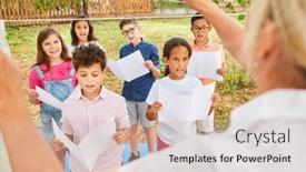  Presentation with summer camp show - Beautiful slides featuring music-teacher-practices-a-song backdrop and a lemonade colored foreground