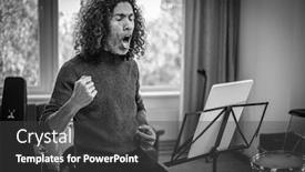  Presentation with music singing - Slide deck enhanced with music-teacher-provide-singing-lesson background and a dark gray colored foreground