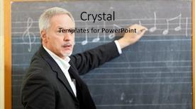  Presentation with teach - Cool new slide deck with music teacher writing notes backdrop and a coral colored foreground