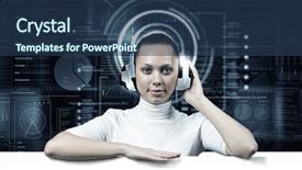  Presentation with mass media business technology internet - Theme enhanced with music technology - innovative media technologies background and a  colored foreground