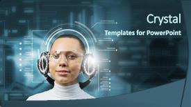  Presentation with media - Beautiful presentation theme featuring music technology - innovative media technologies backdrop and a ocean colored foreground