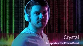  Presentation with ultra - Colorful PPT theme enhanced with music-technology-and-people-concept backdrop and a wine colored foreground