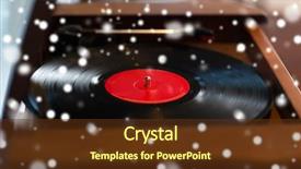  Presentation with music vinyl - Theme enhanced with music technology and object concept background and a tawny brown colored foreground