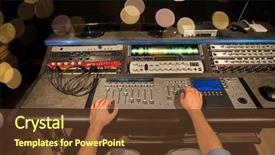  Presentation with recording studio mixing console - Presentation theme featuring music technology people and equipment background and a tawny brown colored foreground