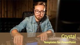  Presentation with recording studio mixing console - Amazing theme having music technology people and equipment backdrop and a  colored foreground