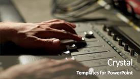  Presentation with recording studio mixing console - PPT layouts enhanced with music technology people and equipment background and a  colored foreground