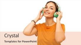  Presentation with music sign people - Cool new presentation theme with music technology and people concept backdrop and a  colored foreground